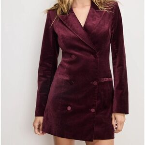 Good American Oxblood Velvet Blazer Dress